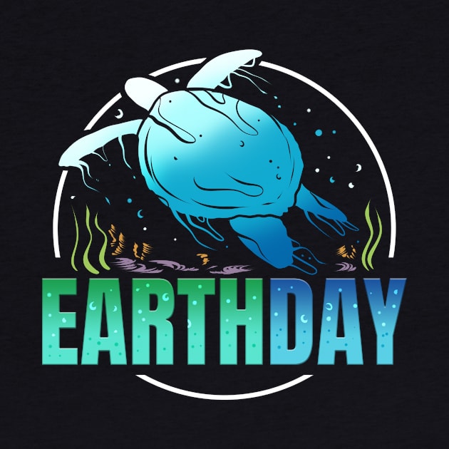 Logo Sea Turtle Swimming In The Ocean For Earth Day by SinBle